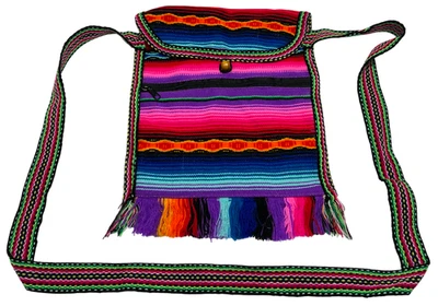 Bolso de Hombro Boho para Mujer Colorido 8"x9.5" Tejido con Flecos Festival Bandolera Cartera Foto 1 de 4