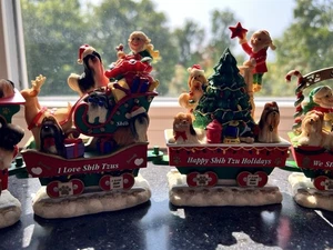 NEW 2005 Danbury Mint Shih Tzu Christmas Train Express 6 Figurines *box Info - Picture 1 of 15