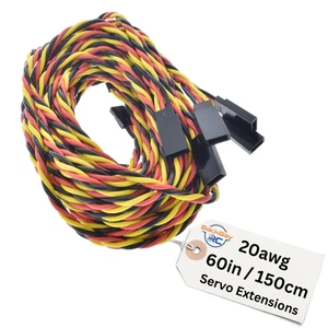 (5) JR / Hitec Servo Extension Leads with 150CM Heavy Duty Twisted 20awg Wire - Picture 1 of 3