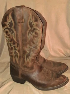Stivali western cowboy Justin 2551 pelle marrone stampata ricamati uomo 10EE - Foto 1 di 7