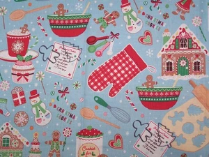 Holiday baking ginger bread  9"x21"   Cotton  Fabric, Cotton Fabric scrap - Picture 1 of 1