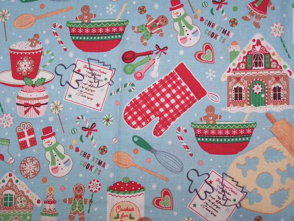 Holiday baking ginger bread  9"x21"   Cotton  Fabric, Cotton Fabric scrap - Image 1 of 1