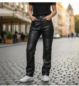 Harley Davidson x Vanson schwarze Lederhose Motorradhose Damengröße 4 $ 895 neu mit Etikett - Bild 1 von 11