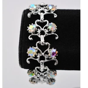 Vintage Kristall Armband Strass Crystal Aurora Borealis Chunky Shiny BinO - Bild 1 von 12