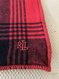 Lauren Ralph Lauren Throw Blanket Plaid cotton  56x68 rolled stitched border VGC - Picture 1 of 6