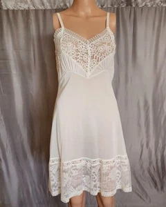 Rare Vintage 1940s - 1950s Triquette Lingerie Slip Size 32 Nylon Lace Floral - Picture 1 of 17