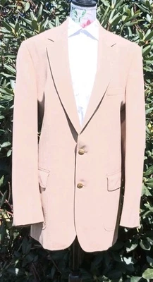 Vintage 60s Izod Lacoste Tan Linen Suit Jacket Blazer Gold Button *READ* - Image 1 of 4