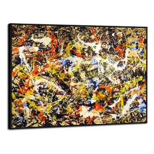 INVIN ART Framed Canvas Convergence by Jackson Pollock Extra Large Giclee Print - Picture 1 of 8
