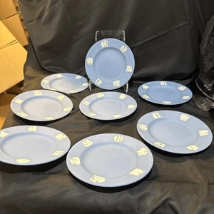 wedgwood jasperware Light Blue Lavenders Grecian Set 8 Salad Plates6 3/4 In - Picture 1 of 12