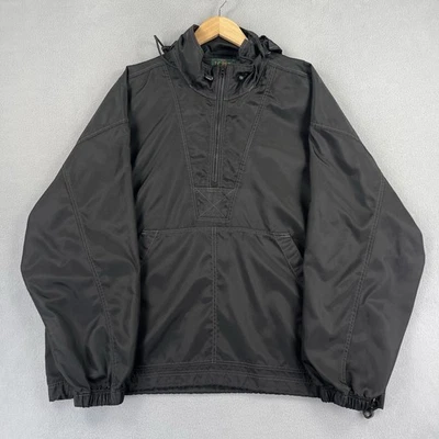 Vintage J Crew Jacket Mens XL Black Anorak Nylon Convertible Hood Oarsman Pocket - Image 1 of 4