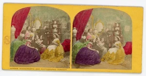 Tarjeta tintada estereoscopio Stereoview "haciéndose útil" escena de género rico - Imagen 1 de 2