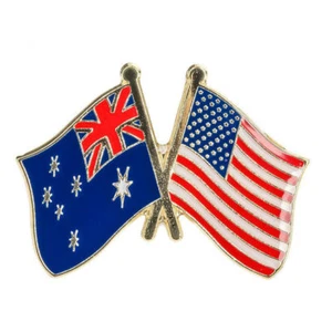 Australia & USA Friendship Flag Enamel Pin Badge Lapel Jewellery - Picture 1 of 1