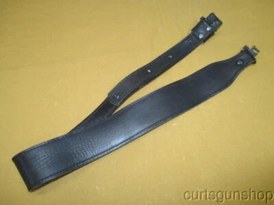 AA&E Leathercraft No 2009 Cobra Style Sporter Style Black Leather Rifle Sling - Image 1 of 4