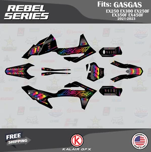 Graphics Kit for GasGas EX250 EX300 EX250F EX350F EX450F 2021-2023 Rebel-RAINBOW - Picture 1 of 6