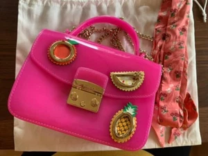 Furla Candy Sugar Mini Jelly Crossbody Scarf Fuxiad Toni Hot Pink Bag - Picture 1 of 6