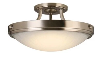 Seasons 16" LED Semi-Flush Ceiling Mount Light Opal Glass Satin Nickel - Image 1 of 4
