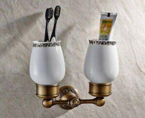 Antique Brass Tumbler Holder Cup & Tumbler Holders Bathroom Accessories Qba432
