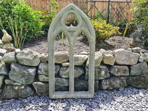 VINTAGE LARGE CHURCH DOUBLE ARCH GARDEN ENGLISH STONE ( DELIVERY AVAILABLE) - Picture 1 of 7