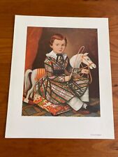 8" x 9.5" Print - Boy in Plaid - with Whip and Rocking Horse - Colonial Era