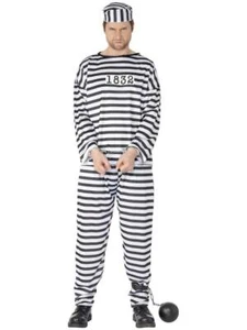 Adult Convict Prisoner Stag Thief Fancy Dress Costume - Picture 1 of 5