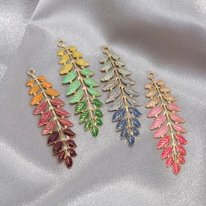 5pcs stainless steel enamel large leaf pendant - Picture 1 of 6