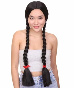 Womens Gothic School Girl Pigtail Style Wig, Triditional Braided Halloween Wig. - Picture 1 of 8