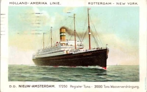 1920s Ship Postcard Holland-Amerika Linie Rotterdam - New York Amsterdam - Picture 1 of 2
