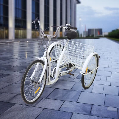 26 Zoll Dreirad 6-Gang Senioren 3-Rad Fahrrad Für Erwachsene Mit Einkaufskorb - Bild 1 von 4