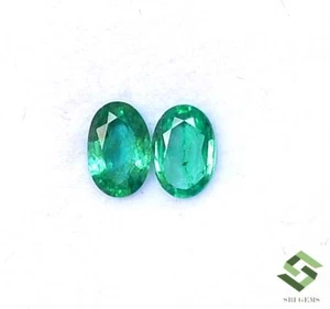 6x4 mm Certified Natural Emerald Oval Cut Pair 0.69 CTS Untreated Loose Gemstone - Picture 1 of 8