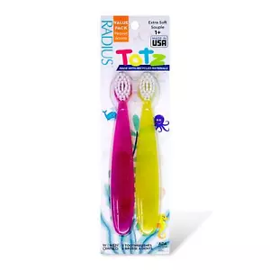 RADIUS Kids Toothbrush, Child Extra Soft, 1 Year +, Totz Toothbrush, 2 Pack - Picture 1 of 10