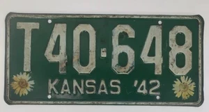 De colección Raro 1942 Kansas Sunflower Camión Placa de Licencia T40-648 Ver Fotos - Imagen 1 de 12