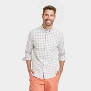 Camisa Goodfellow & Co Para Hombre Gris Cuadros Every Wear Manga Larga Con Botones - 2XL - Imagen 1 de 3