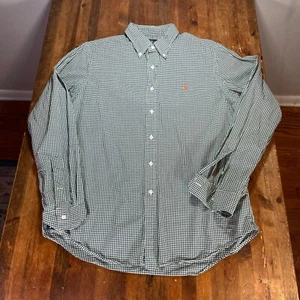 Polo Ralph Lauren Shirt Mens Large Green Check Button Up Casual Preppy - Picture 1 of 12