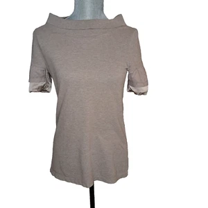 Blusa Brunello Cucinelli marrón 100 % algodón manga corta para mujer pequeña - Imagen 1 de 8