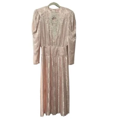 Vestido victoriano plisado vintage años 80 Scott McClintock rosa encaje para mujer 6 Foto 1 de 4