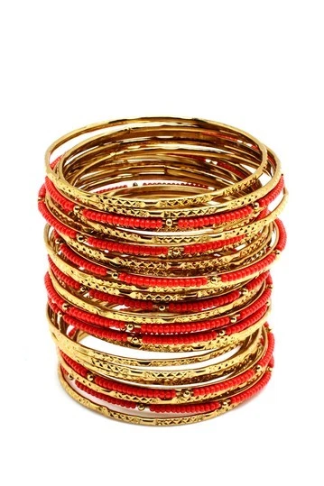 Juego de 33 brazaletes Amrita Singh Eileen coral y oro talla 8 NUEVO $100 BBM679 Foto 1 de 1
