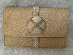 Cora Jacobs 'Narda' gewebte Handtasche - beige mit Muschelverzierung - Bild 1 von 6