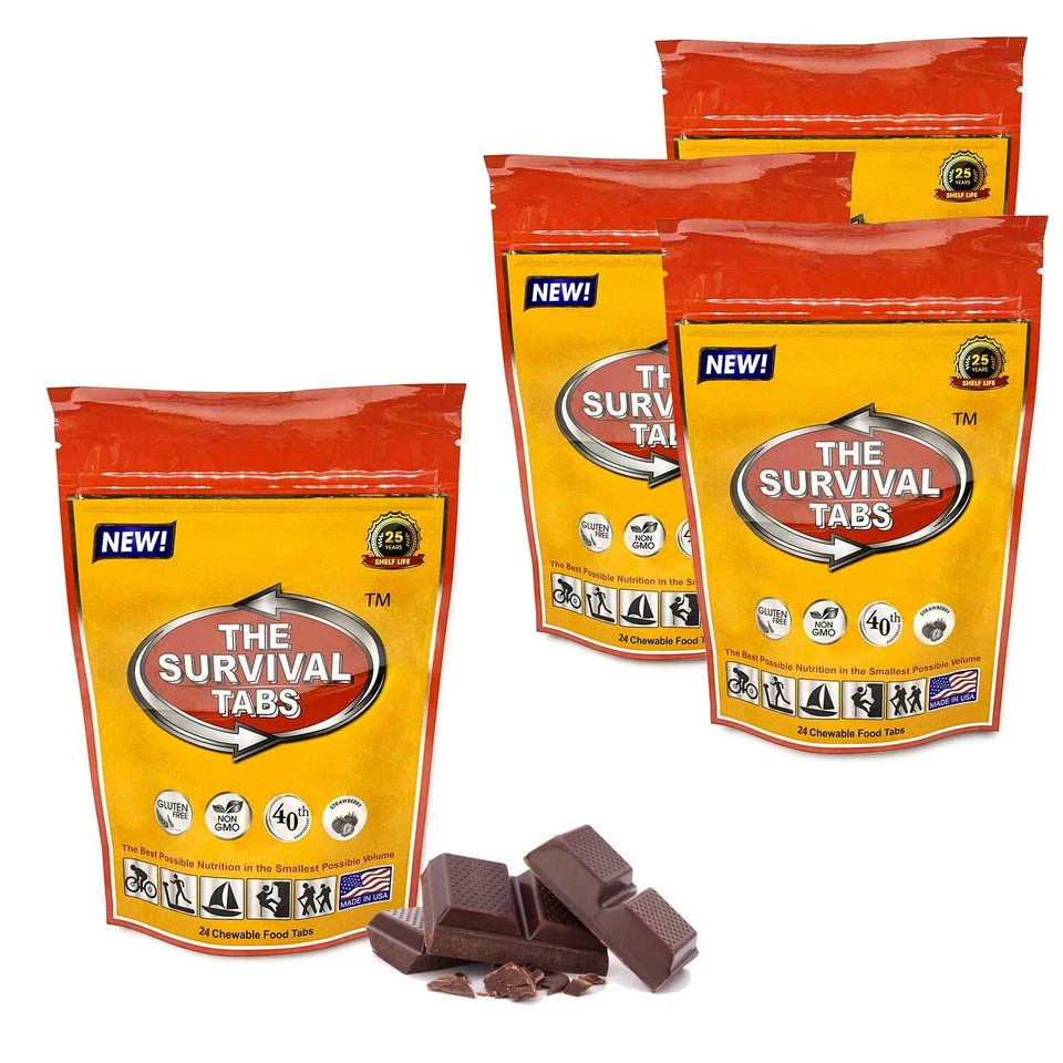 THE SURVIVAL TABS Survival Tabs 96 food tabs chocolate emergency MRE exp 2045