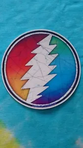 Pegatina Grateful Dead Lightning Bolt en círculo arco iris de 4,75 pulgadas - Imagen 1 de 2