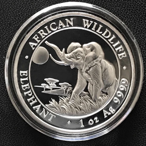 2016 Somalian Elephant 1 oz .9999 Silver Brilliant Uncirculated Mint Coin Africa Cover