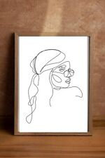 Young Lady Portrait | One Line Art | Décor wallhang | Digital Downloadable...