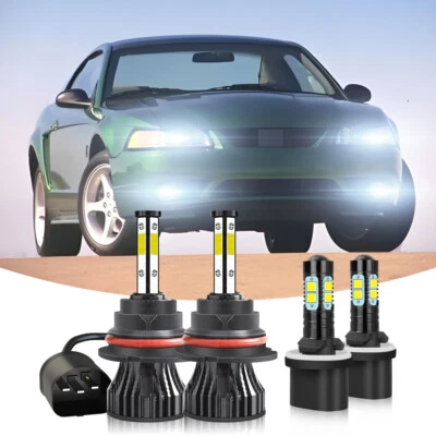For Ford Mustang 1994-2004 6000K LED Headlight Hi/Low Fog Light Bulbs Combo kit - Image 1 of 4