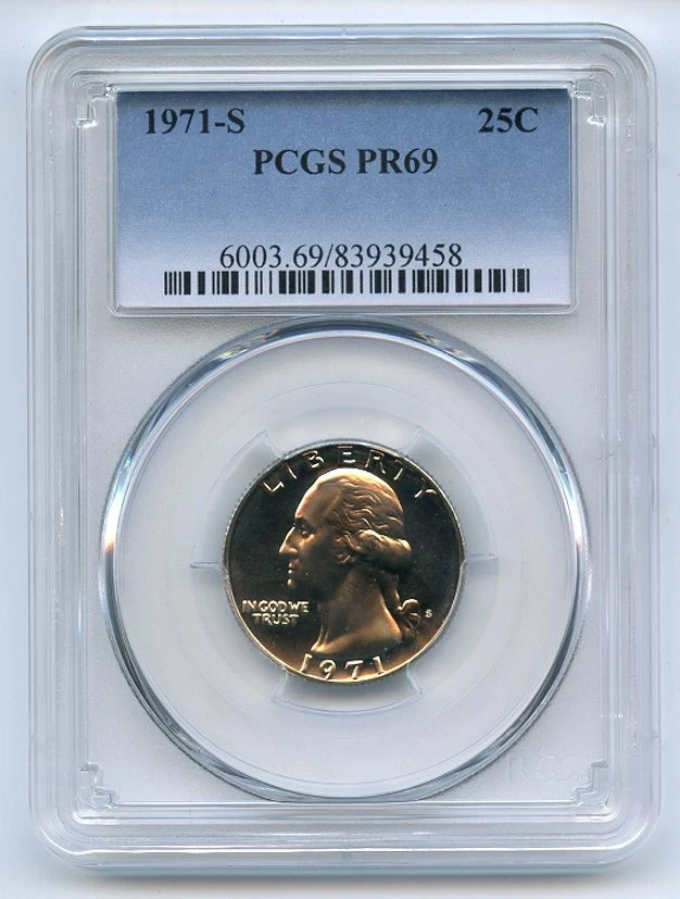 1971 S 25C Washington Quarter PCGS PR69 - Image 1 of 1