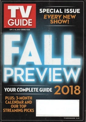TV GUIDE Magazine September 3-18 2018 Fall Preview Issue - Image 1 of 3
