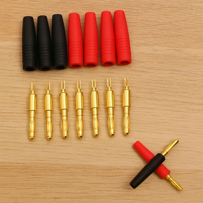 10pcs 4mm Banana Plug Male Connectors Gold Plated Solder Audio Speaker Multimete - Image 1 of 4
