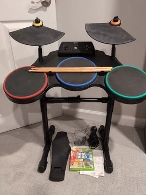 Xbox 360 Band Hero Drum Kit Set Drumsticks Game Pedal  - Image 1 of 4