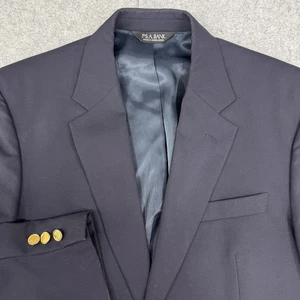 Jos A Bank Blazer Mens 40 S Navy Blue Wool Blend Gold Button Sport Coat Classic - Picture 1 of 11