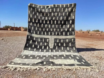 Moroccan Tribal Wool Rug – Vintage Berber Hand-Knotted Boho Carpet Decor - Image 1 of 4