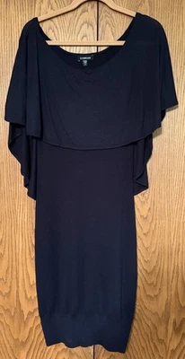 Vestido Suéter BEBE Negro Tejido Mezcla Lana Negro Sin Mangas Mantón Adjunto Talla M Foto 1 de 4