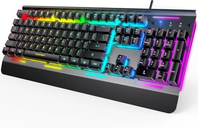 TECKNET Gaming Keyboard, USB Wired Computer 15-Zone RGB Black  - Image 1 of 4